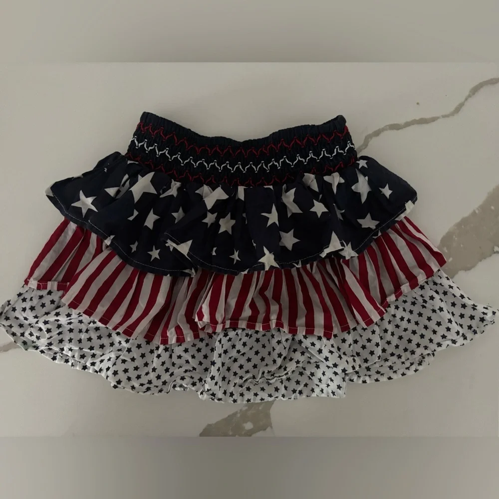 4th of July Ruffled Skirt Children’s Place Size 5 6 Stars Stripes Red White Blue